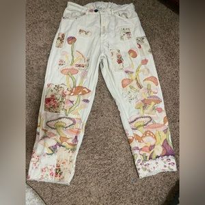 Magnolia pearl patchwork mushroom jeans